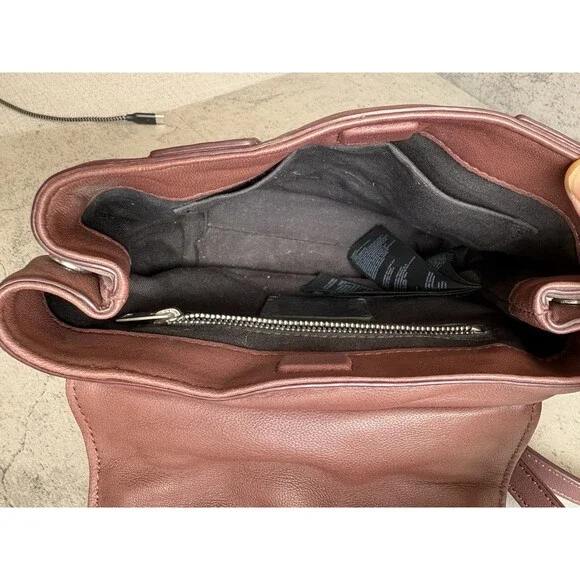 AllSaints Brown Mini Backpack 2-Way Shoulder Bag Soft Lambskin Leather - Picture 7 of 8